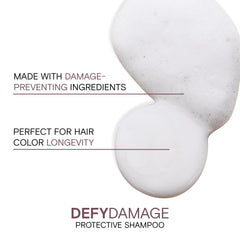 Joico Defy Damage Shampoo bottle highlighting moringa seed oil and arginine