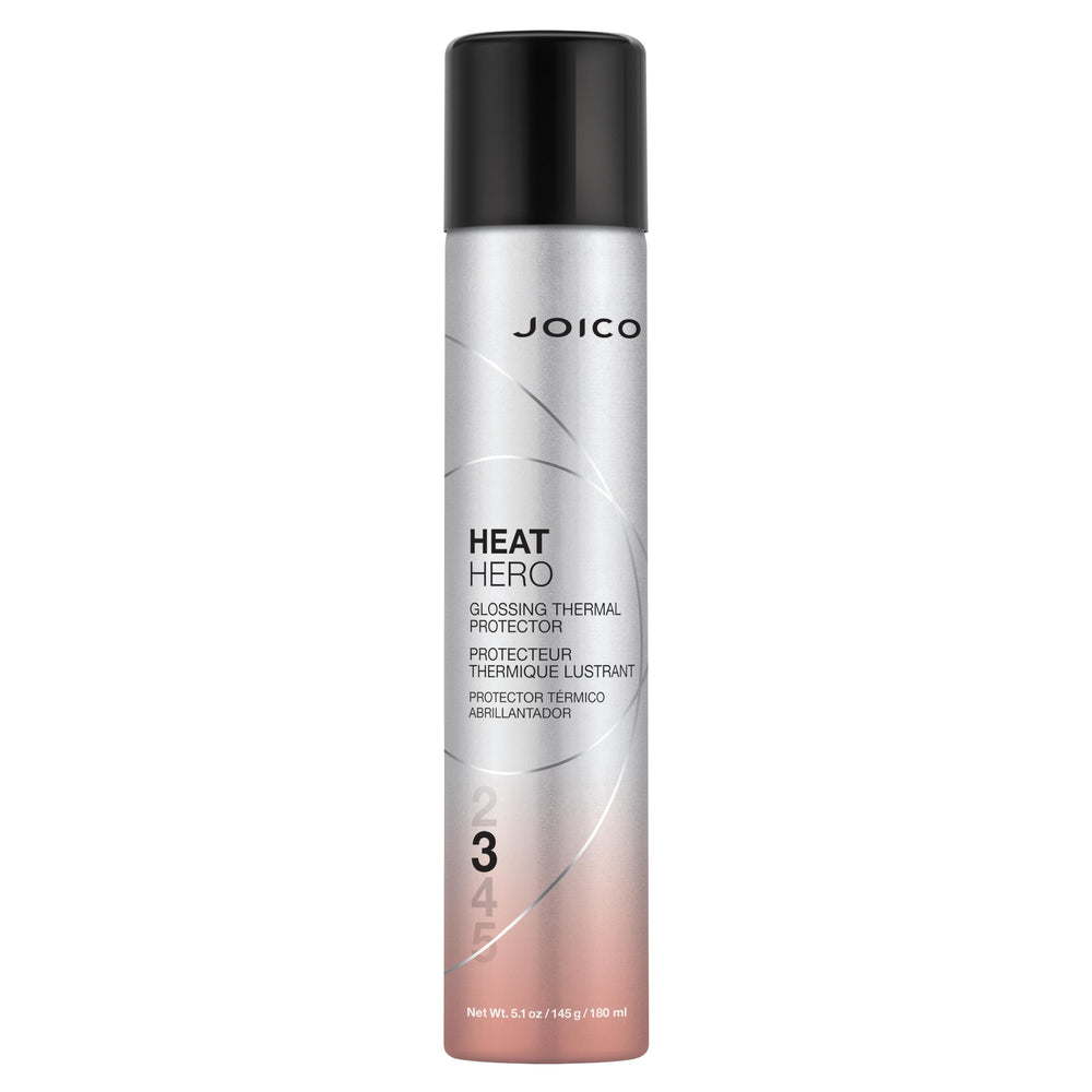 Joico Heat Hero glossing thermal protector bottle with spray for heat damage protection.