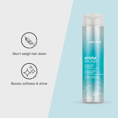 Joico HydraSplash lathering hair; rich foam cleanses without weighing hair down.
