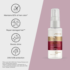 Joico K-PAK Color Therapy Spray, textura seda, cabello suave y brillo intenso.