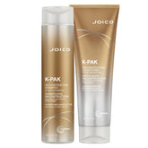 Joico K-Pak Daily Shampoo bottle pouring, demonstrating gentle cleansing and protection.