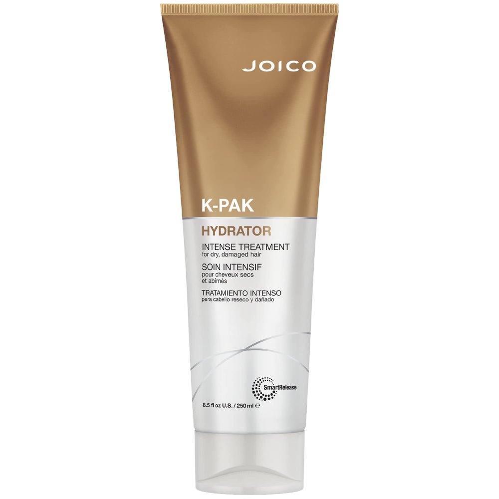 Joico K-Pak Hydrator intense bottle provides instant moisture for dry hair.