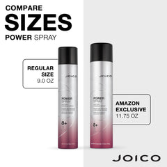 Joico Power Spray applied to hair delivering glossy shine and flexible hold.