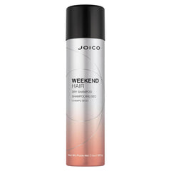 Joico Weekend Hair Dry Shampoo bottle close-up shows oil-absorbing action and color protection