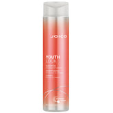 Joico YouthLock Shampoo bottle front highlights collagen for smoother, youthful-looking hair.