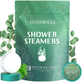 Presentación de JoJowell bombas ducha 18-pack, ideal para regalo y cuidado personal.