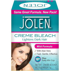 Jolen Creme Bleach Plus Aloe Vera 1oz bottle for at-home lightening with aloe vera