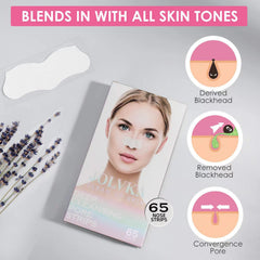 JOLVKA 65-strip box displayed for convenient at-home pore care.