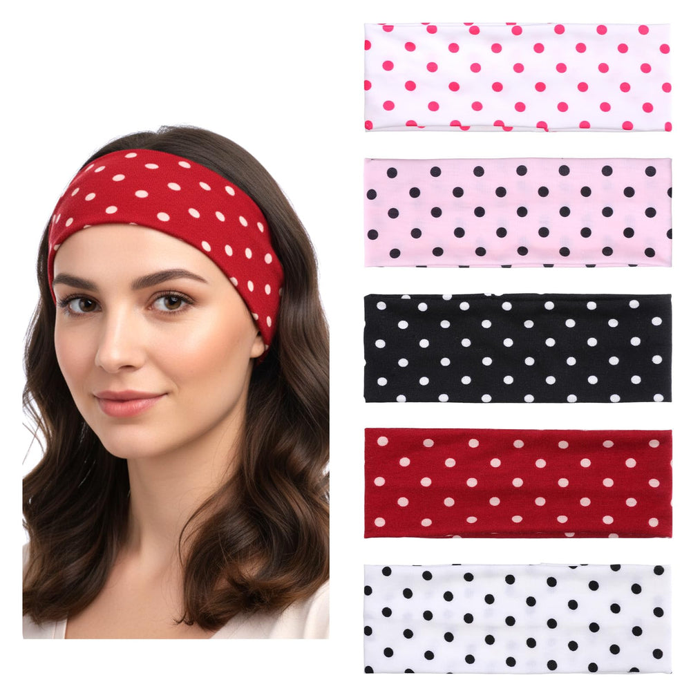 Josojoou polka-dot headband set in five colors for versatile styling.