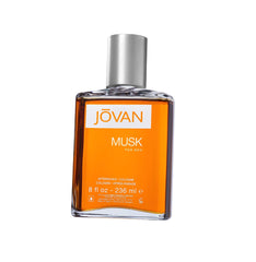 Jovan Musk for Men aftershave bottle front view showing bold packaging and scent promise