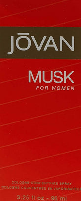 Jovan Musk for Women bottle front showcases iconic design and lasting scent.