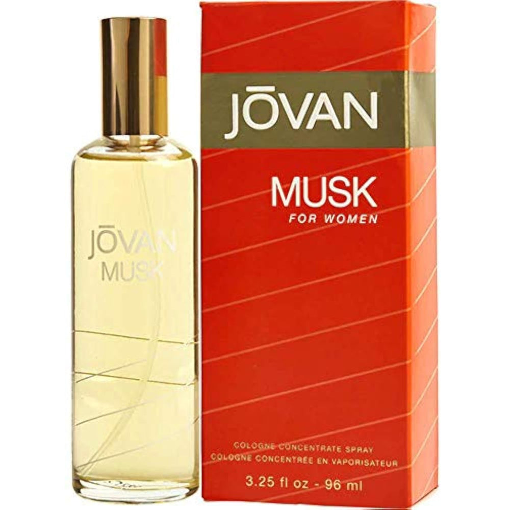 Jovan Musk for Women bottle front view, timeless fragrance design for daily wear.