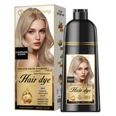 Joyful Young Champagne Blonde Shampoo bottle demonstrates easy at-home gray blending with a vegan formula.