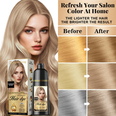 Joyful Young Champagne Blonde Shampoo on dry hair ready for 15–30 minute color deposit.
