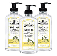 J.R. Watkins gel-jabon-manos limón en botella, aroma fresco para uso diario.
