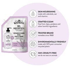J.R. Watkins jabón de manos lavanda aroma para una experiencia calmante.