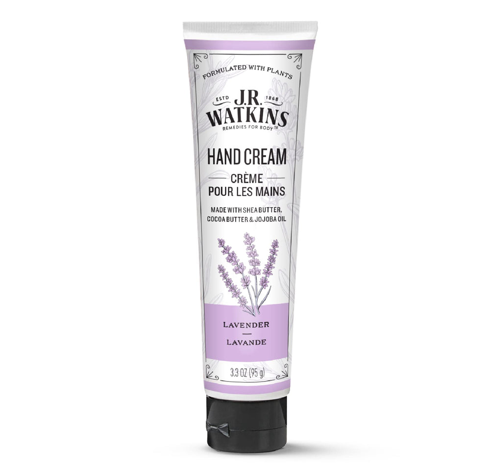 J.R. Watkins Lavender Hand Cream jar close-up showing rich hydration