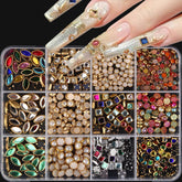 Jremg nail diamonds rhinestones 12grid – vibrant multicolor charms for DIY nail art