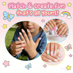 Jsiallye three styles kids nails pink French tip for simple daily glam.