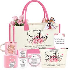 JTENGTOP pink tote bag for sister gifts, reusable and stylish