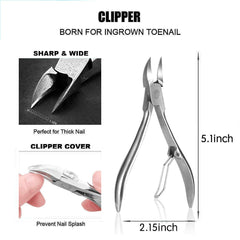 JTIEO professional pedicure tools in polished stainless steel ready for rust-proof use