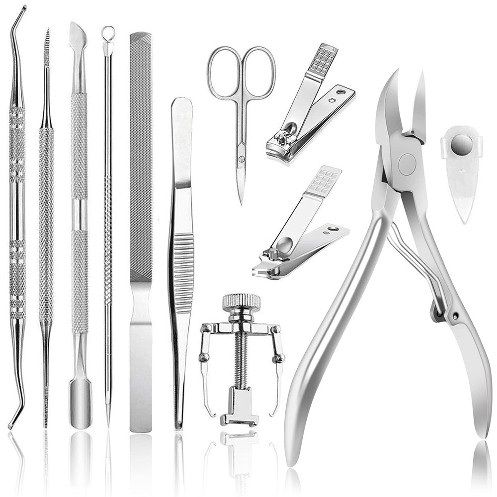 JTIEO toenail clippers 12-piece set full view for comprehensive nail care