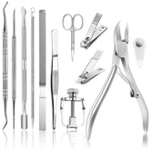 JTIEO toenail clippers 12-piece set full view for comprehensive nail care