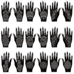 JTSDZS 18-sheets henna stencil kit for quick, clean temporary tattoos.