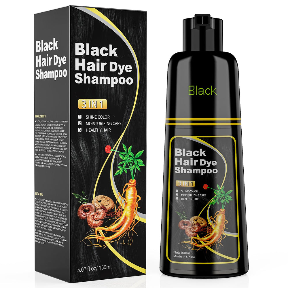 JUANCHI Black Hair Dye Shampoo bottle ready for gray coverage and easy use