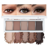Paleta JUAAZIN de sombras mate con cinco colores para efectos naturales.
