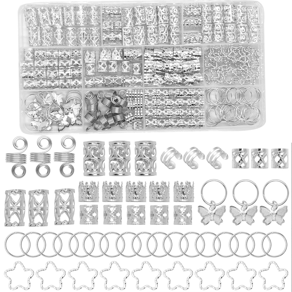 JUCCPUL silver braid hoop rings for versatile hair adornment