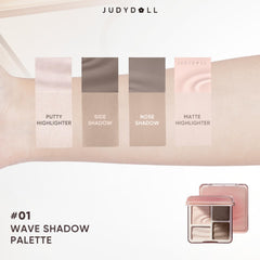 JUDYDOLL paleta iluminadores cremosos y difuminables para resaltar rasgos con suavidad.