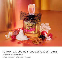 Juicy Couture Viva La Juicy Gold bottle gold plaque highlights luxury and brand prestige.