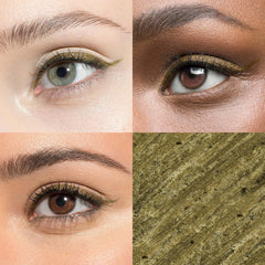 Muestra de color Oro Oliva Brillante para maquillaje diario.
