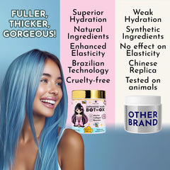 Jumybee BTX hair texture after use, smoother and shinier strands with improved manageability.