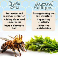Jumybee BTX ingredients with beeswax and seaweed for moisture and strength.