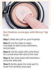 Jung Saem Mool Skinny Tap Puff around lips for controlled color touch-ups.