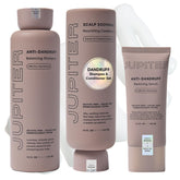 Jupiter Balance Shampoo bottle shows color-safe, sulfate-free formula for flaky scalp relief.