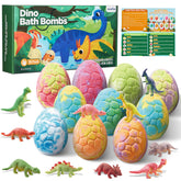 Bombas JuraFizz dinosaurio herbívoro revelando juguete exclusivo durante la disolución