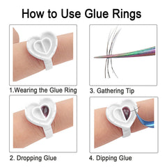 Jusbuya adjustable diameter glue ring fits most fingers for comfort during application
