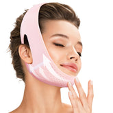 Juskaa V-Line lifting mask with chin strap worn during sleep to help define the jawline.