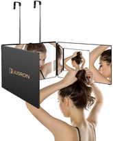 JUSRON 360° viewing angle mirror for precise self-haircut inspection.