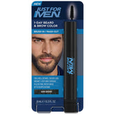 Just for Men 1-Day Beard Color bottle close-up, dye-free formula for temporary gray coverage