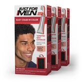 Just For Men Easy Comb-In Color Jet Black tube and comb applicator for quick gray coverage.