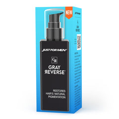 Just for Men Gray Reverse Serum bottle shown for easy color support at home.