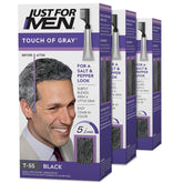 Just for Men Hair Color Touch of Gray Black-Gray 3-pack box for home color convenience.