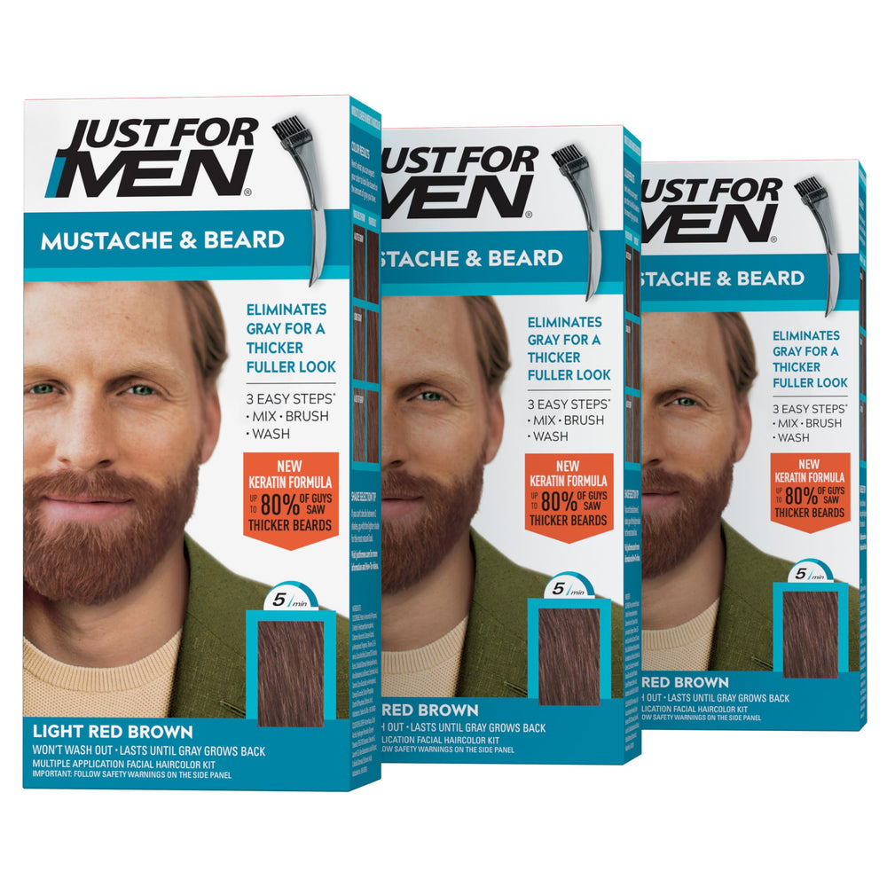 Just For Men Mustache & Beard brush application shows even gray coverage