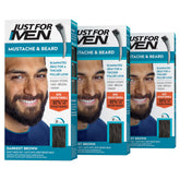 Just For Men Mustache & Beard brush-in application for quick gray coverage.