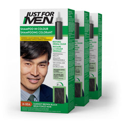 Just For Men Shampoo-In Color bottle pour for quick, natural gray coverage.