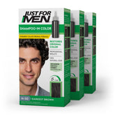 Just For Men Shampoo-In Color bottle pour for quick at-home color prep.